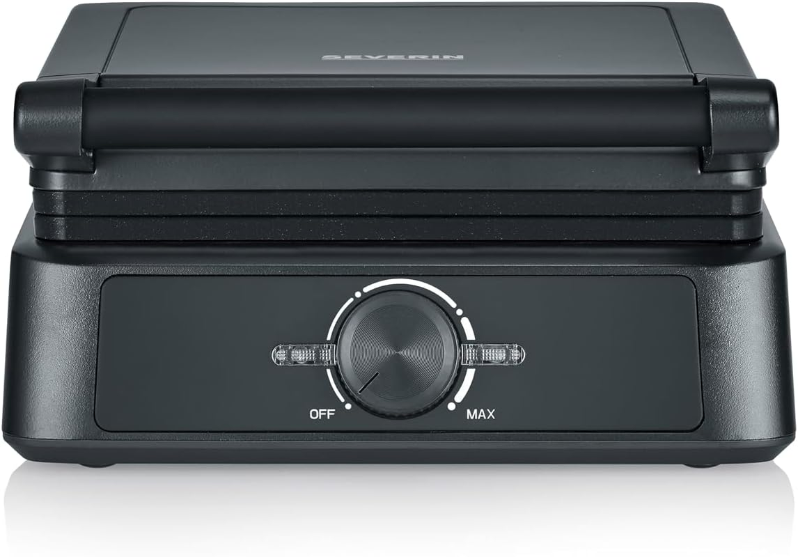 SEVERIN - Belgian Waffle Iron with Ceramic Coating, Waffles, Variable Thermostat, 1600 W, Dimensions 20.3 X 25.5 X 10.5 Cm, Matt Black WA 2130 image number 3