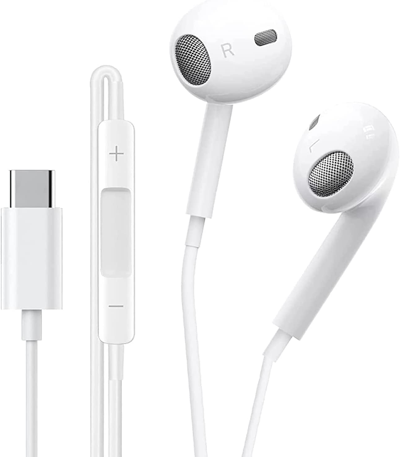 USB C Headphones,Type C Earphones Wired Hi-Fi Stereo Noise Earbuds in Ear USB C, Reduction with Mic&Volume Control for Iphone 15/15 Pro, Ipad Pro 2022, Galaxy S23/S22/S21/S20/Ultra Note 10/20, Mate 40 image number 1