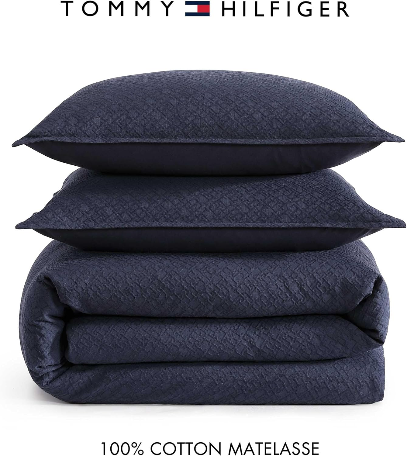 Tommy Hilfiger - Duvet Set, Luxuriously Soft Cotton Bedding with Matching Shams, Textured Design (Monogram Matelass&eacute; Navy, Full/Queen) image number 5