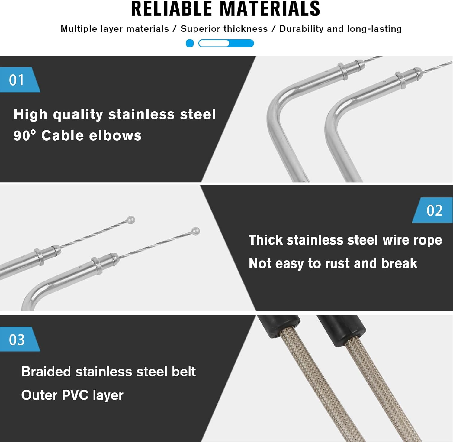 CHIFUN Motorcycle Throttle Idle Cable Braided Wire Kit Stainless Steel 39" Long Throttle Gas Cable Compatible with Harley Dyna Softail XL 883 1200 Fat Boy Heritage Road King image number 6