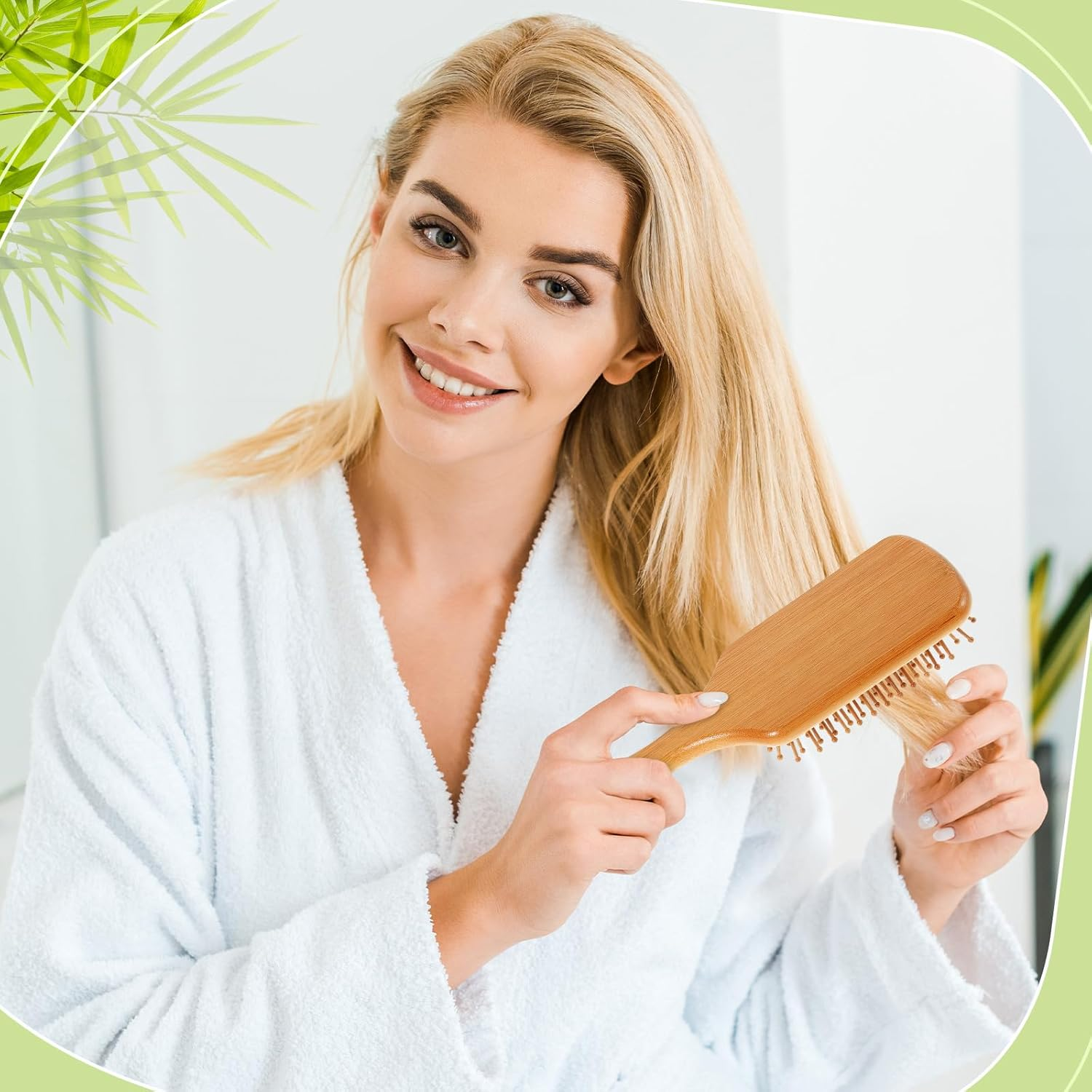 Weysat 48 Pack Bamboo Hair Brushes Bulk Wooden Paddle Detangling Hairbrush with Air Cushion, anti Static Scalp Massage Brush for Women Men, DIY Gift, Salon, Travel, All Hair Types (White) - Natural image number 6