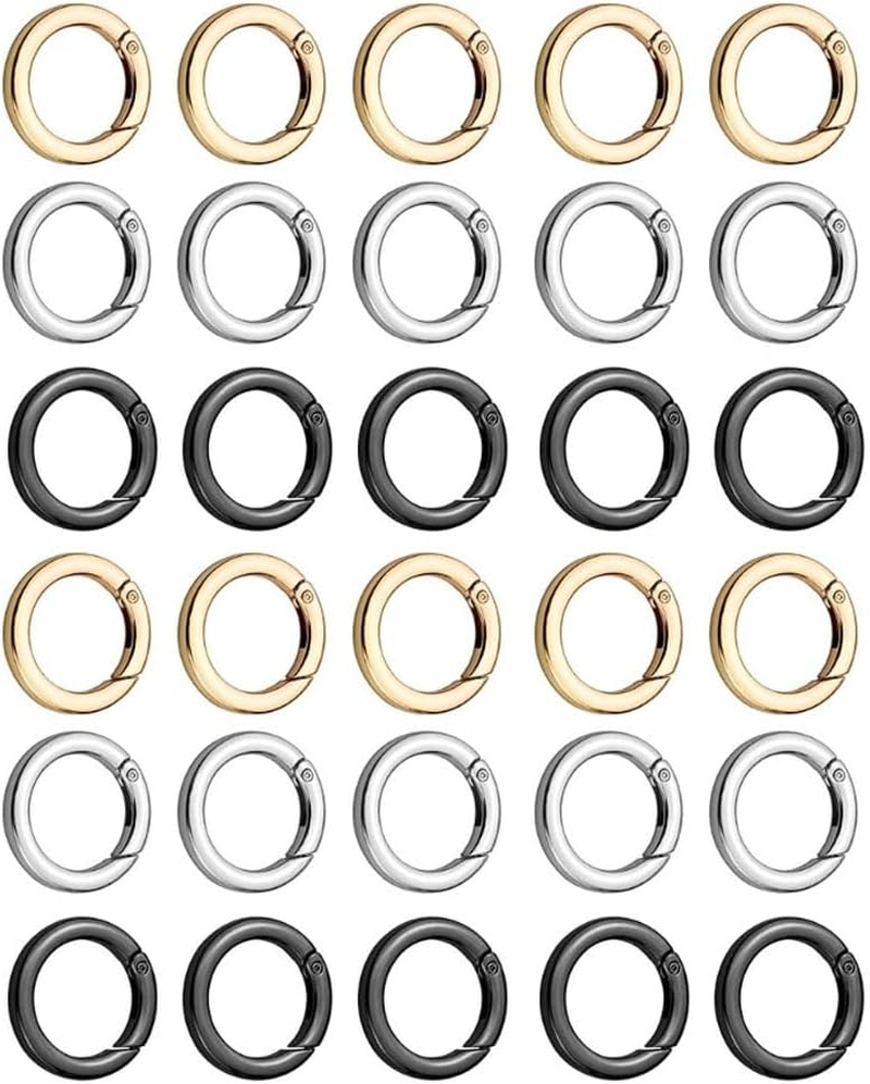 Armastuse 30PCS Trigger Spring O Rings,Keychain Ring O Clip,Pale Gold Carabiner Clip,Round Carabiner Clip Snap Keyring,Multi-Purpose Snap for Keyrings Buckle, Bags, Purses, Handbag image number 2