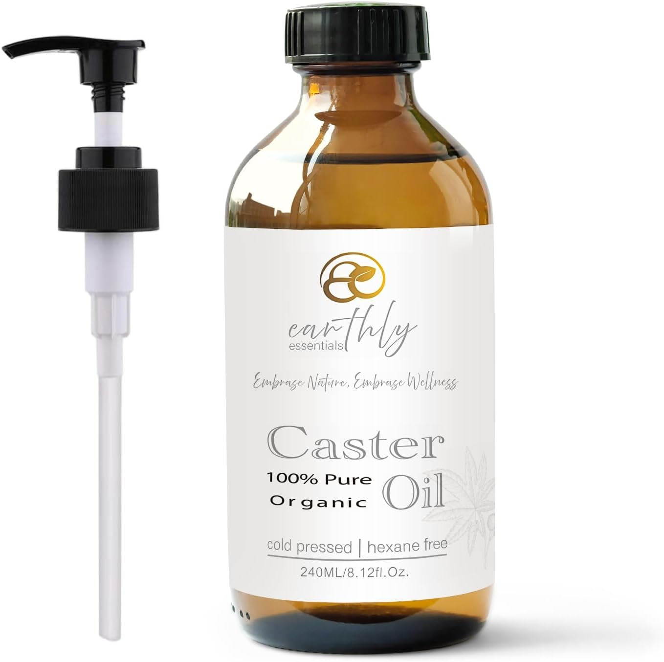 100% Pure Castor Oil &ndash; 240Ml Cold-Pressed in Glass Bottle with Pump | Organic & Hexane-Free for Hair Growth, Scalp Care, Skin Hydration, Eyelashes, Brows & Nails image number 2