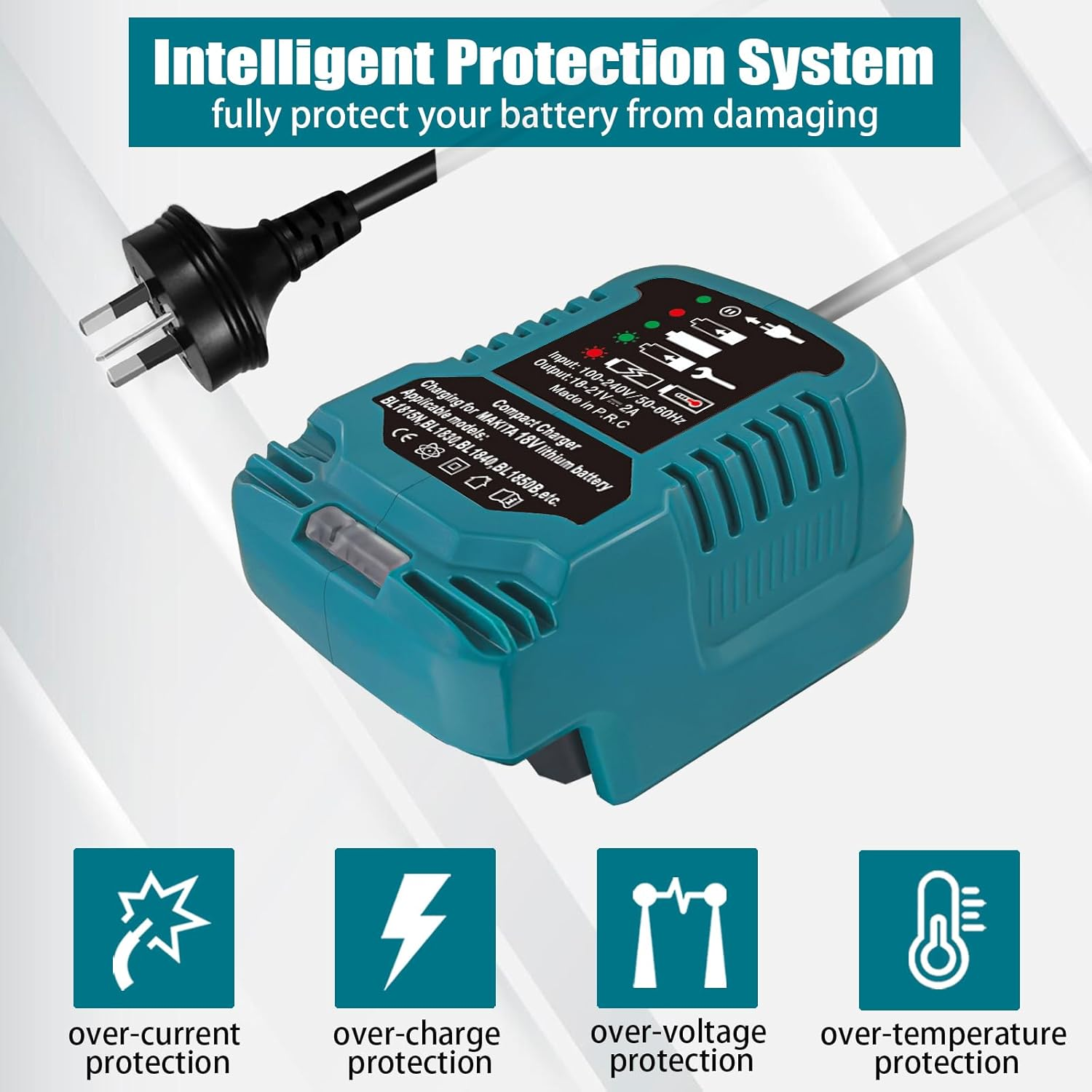 2A Mini Charger for Makita LXT 18V Battery, Replace for DC18RC DC18RD, 12V Vehicle Charger for Makita Li-Ion BL1850 BL1840 BL1860 BL1830 BL1820 BL1815N image number 5