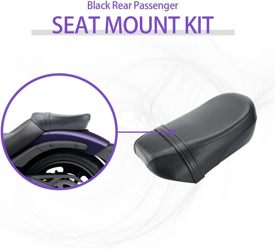 Motorcycle Rear Passenger Pillion Black Leather Seat Pad Fit for Kawasaki Vulcan S 650 VN650 2015-2025 image number 2