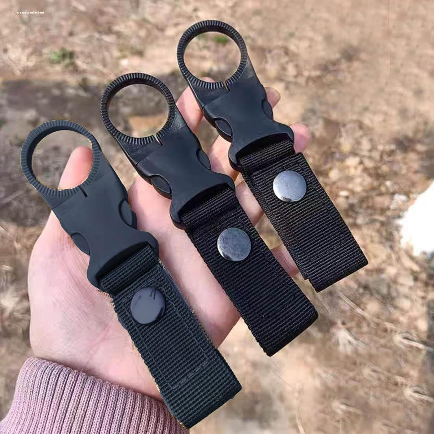 3 Pcs Water Bottle Holder with Belt Clip,Adjustable Hanging Buckle Clip for Backpack & Belt,Hands-Free Outdoor Accessories for Hiking, Camping (Black) image number 5