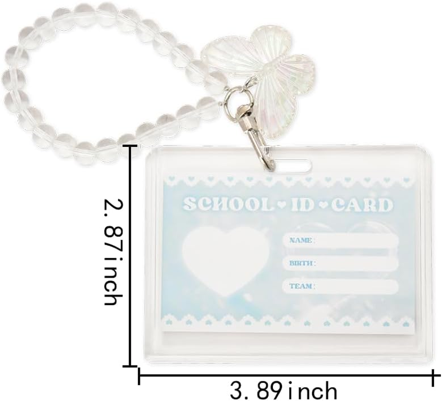 Card Case Kpop Photocard Holder Keychain with Butterfly Charm Lanyard - Clear Acrylic K Pop Picture Frame 3 Inch Album Keychain for Women Girls (Horizontal)