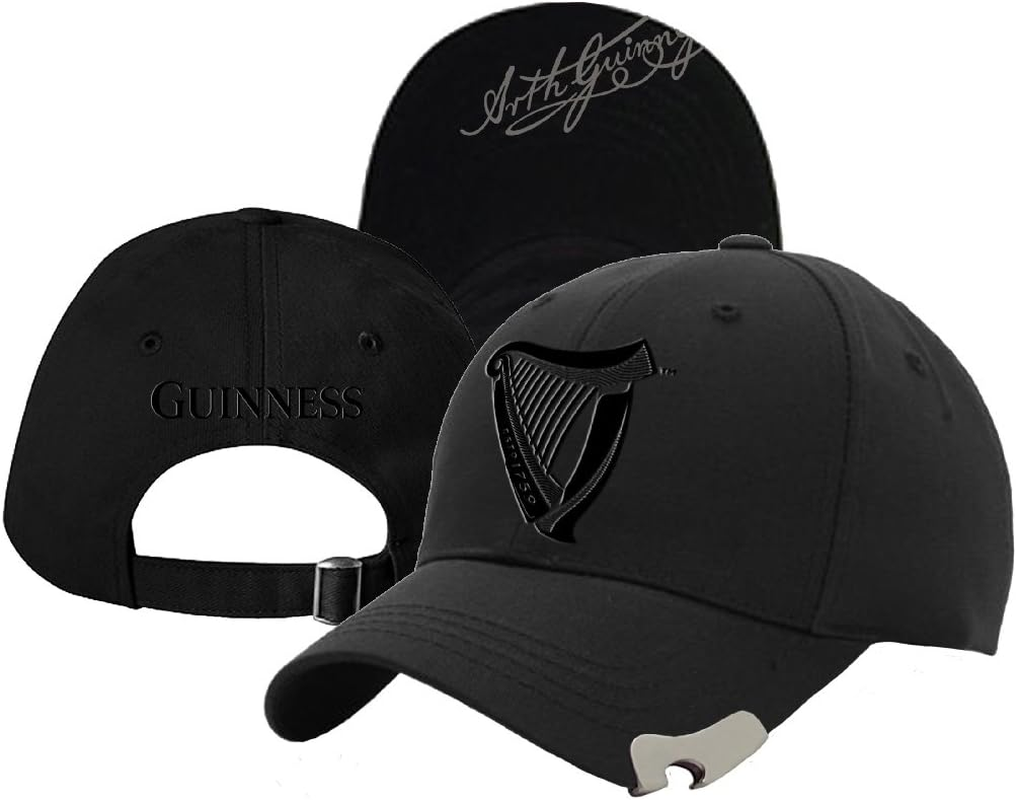 Guinness Black 3D Harp Bottle Opener Baseball Cap