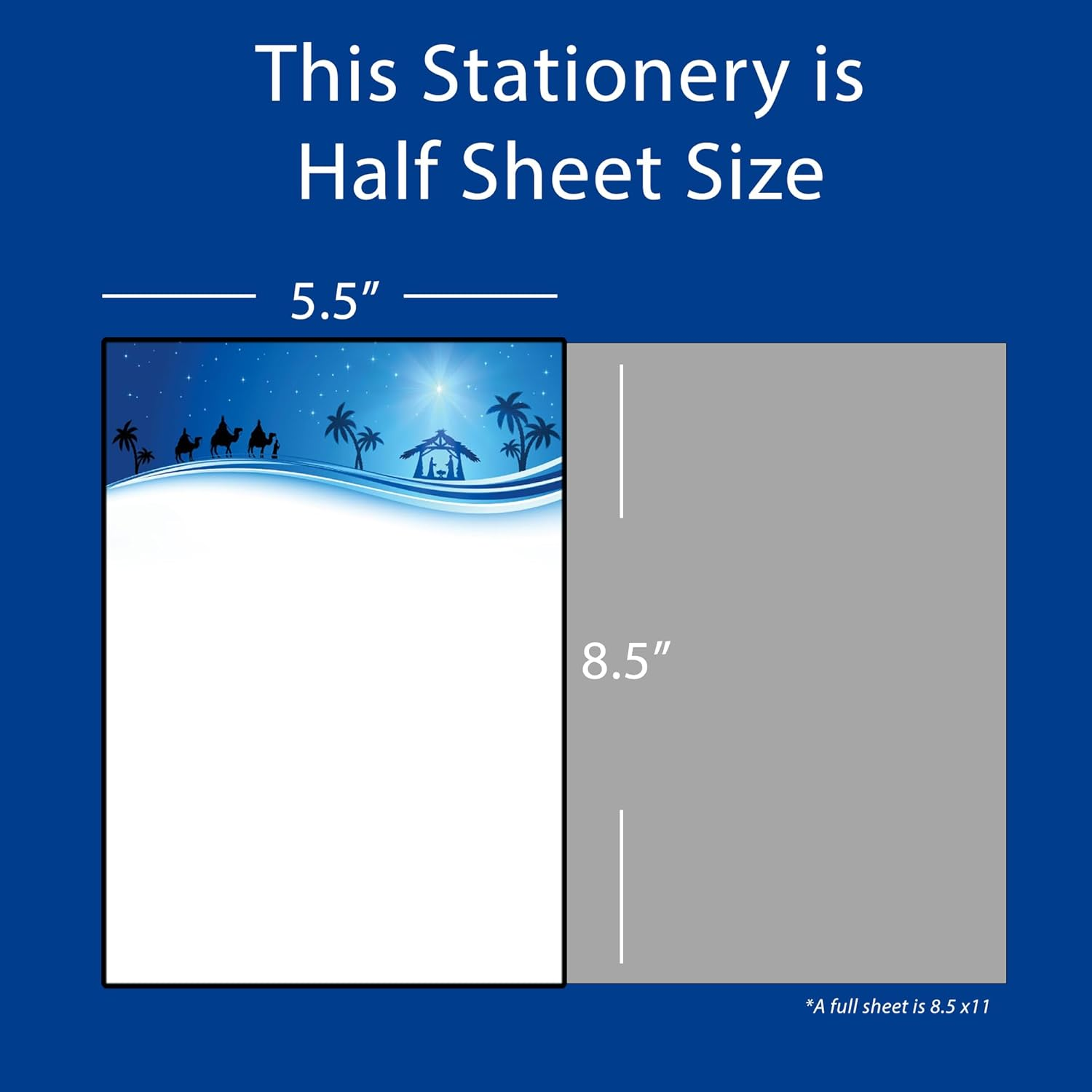 3 Wise Men Christmas Stationery Memo Paper - 80 Sheets of Half Sized (5 1/2'' X 8 1/2'') Christmas Letterhead for Winter & Holiday Events image number 2