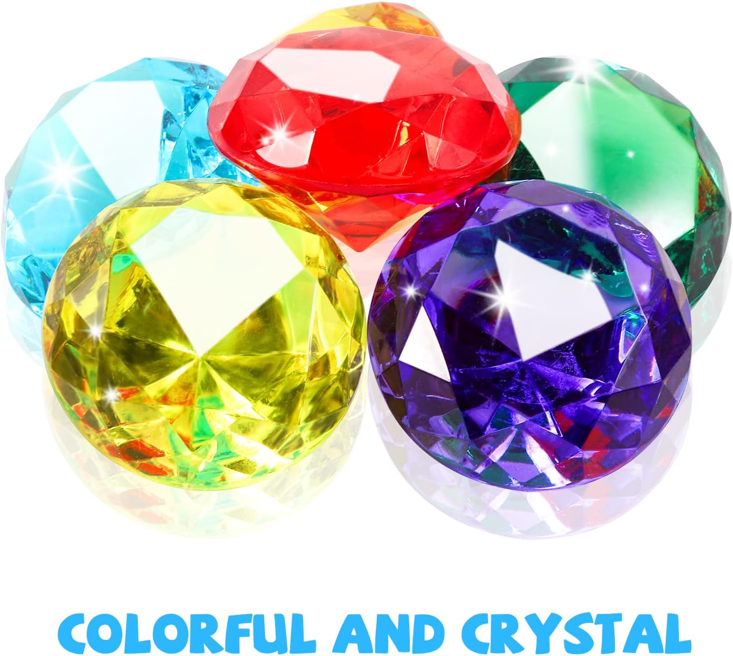 Niceup 26Pcs Diamond Gems Kids Princess Mermaid Pirate Party Favors Treasure Toys, 1.57In Fake Jewels Plastic Gemstones for Easter Eggs Filler Basket Stuffers, Hunt Hide Seek Toys, Diving Pool Toys