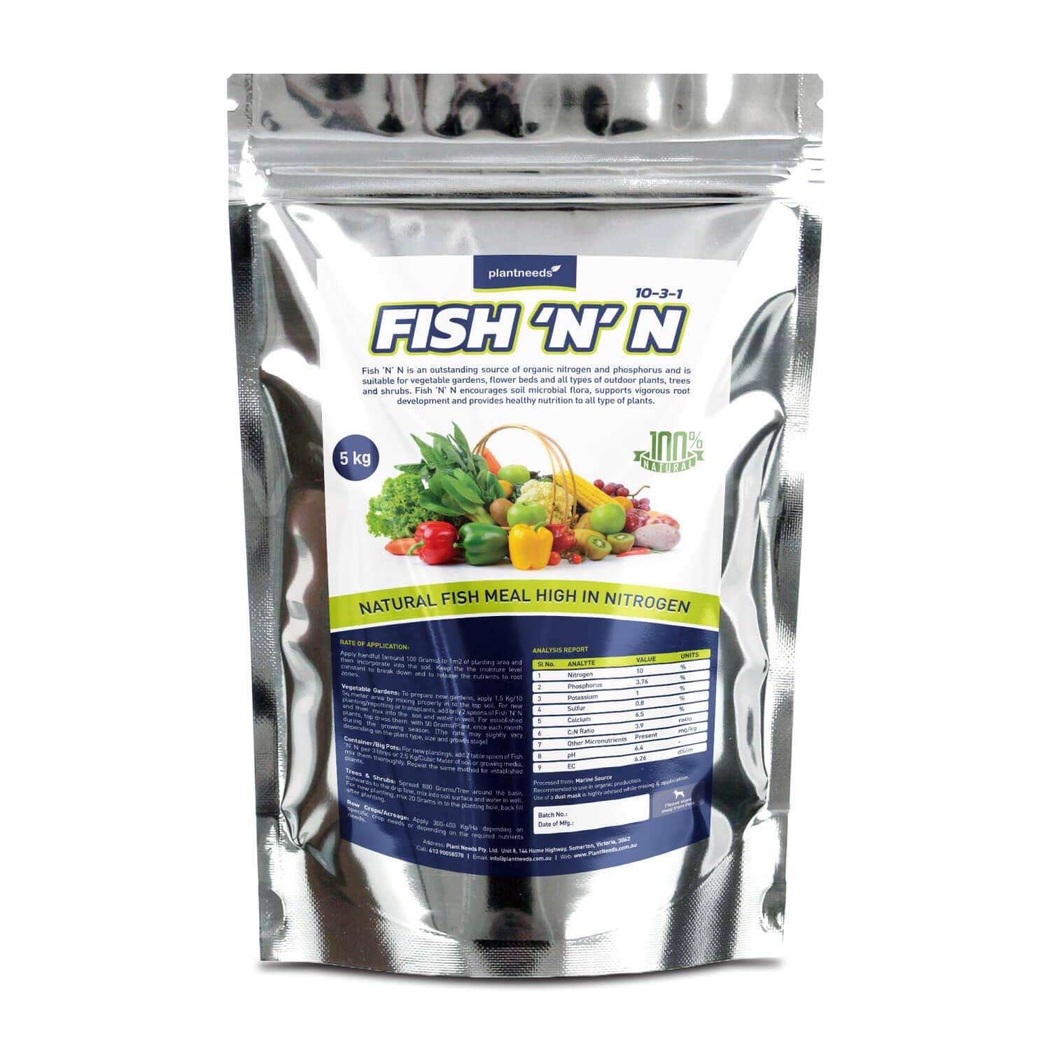 Plant Needs Fish N N 1 Kg I Powder I 100 % Organic I Fish Meal Fertilizer I 10-3-1-6 I Australian Certified Organic I image number 3
