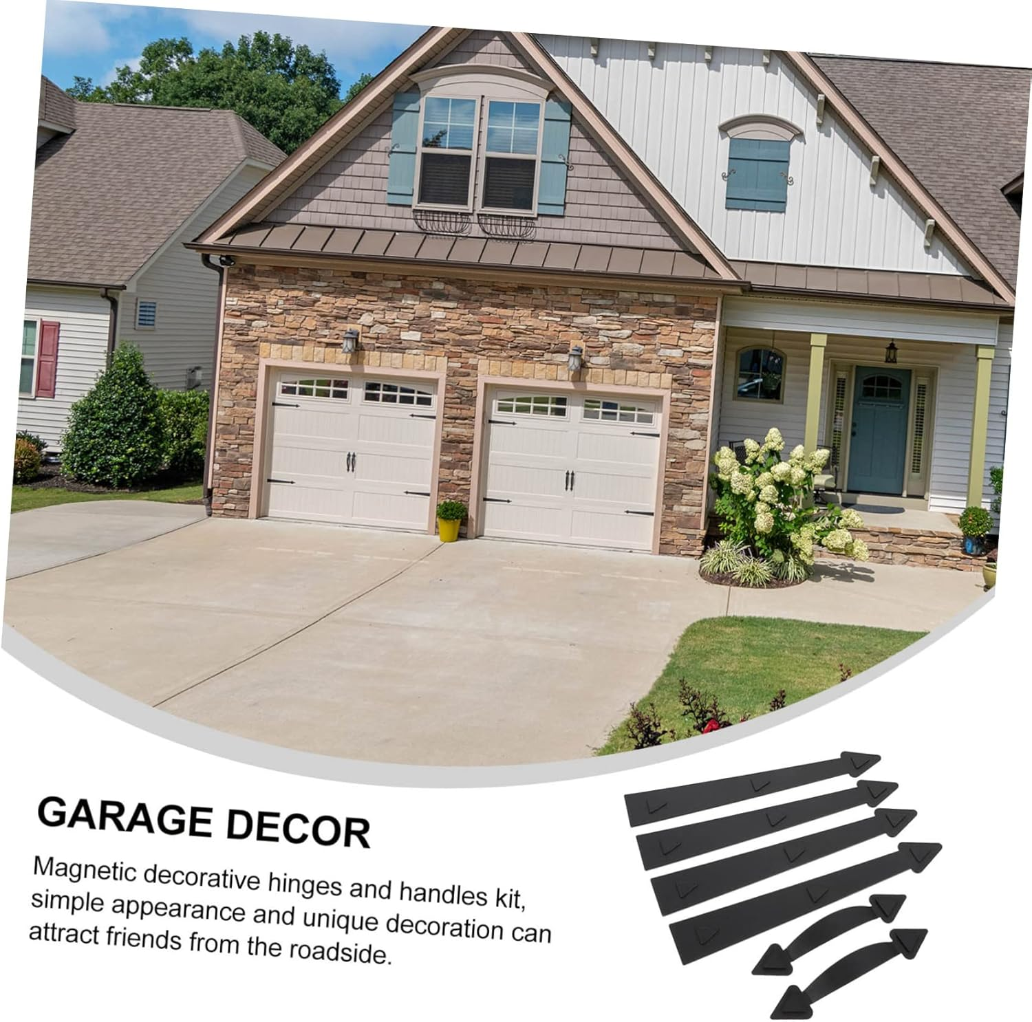 Uonlytech Garage Door Magnets Decorative Hardware Kit Hinge Handles Minimalist Design Easy to Install