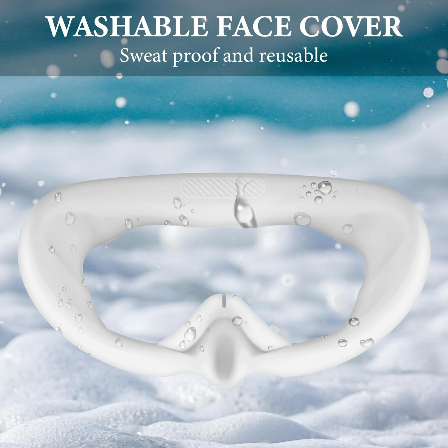 Geekria Sweat Proof Silicone Face Cover Pad Compatible with Pico Neo 4, Washable Lightproof Anti-Leakage, VR Headset Replacement Accessories (White)