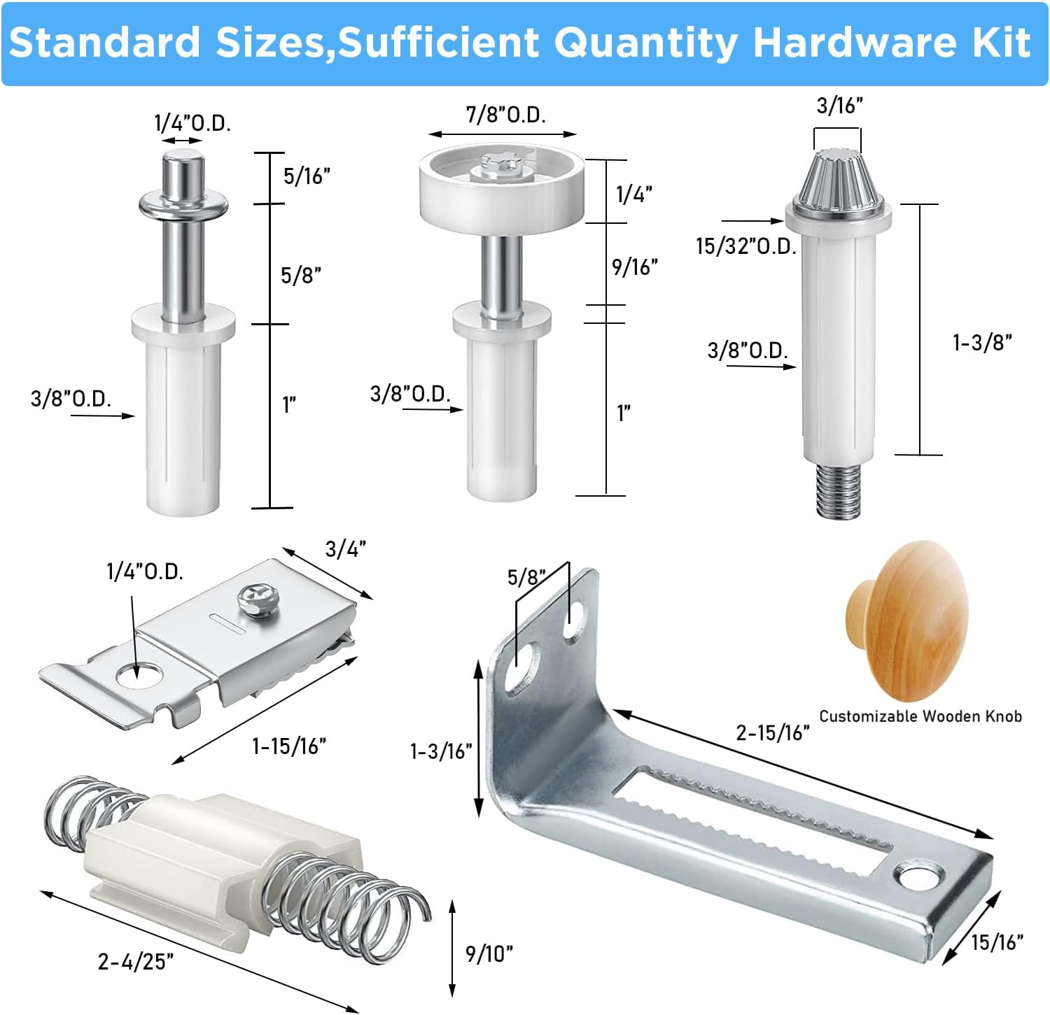Bifold Closet Door Hardware Kit with Tracks, Folding Door Hardware Replacements Part Included Full Accessories, Top Guide Wheels, Top Pivot, Bottom Pivot, Hinges and Segmented Track (36 Inch) image number 5