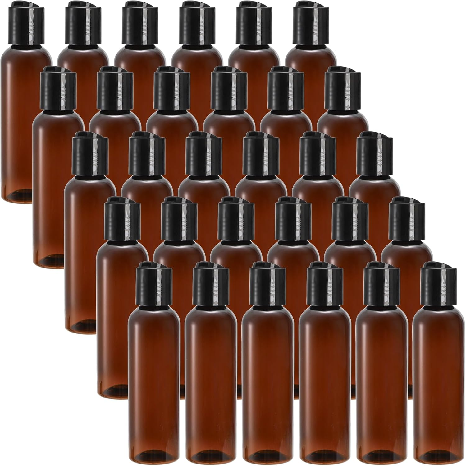 Bekith 30 Pack 4Oz Plastic Squeeze Bottles with Disc Top Flip Cap, Empty Amber Bpa-Free Refillable Containers for Shampoo, Lotions, Liquid Body Soap, Creams, Amber, 4Oz image number 4