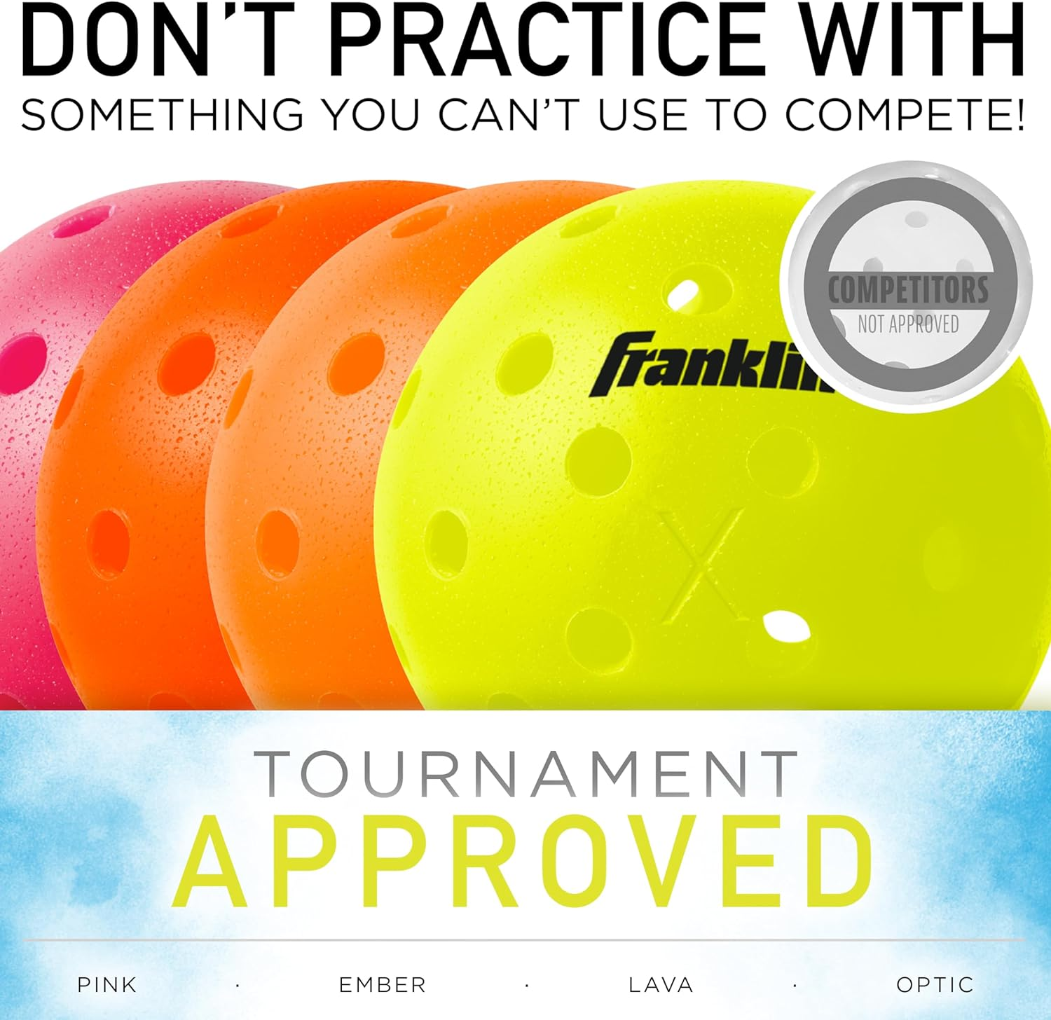 Franklin Sports Outdoor Pickleballs - X-40 Pickleball Balls USA (USAPA) Approved 12 Pack outside Pink US Open Ball image number 1