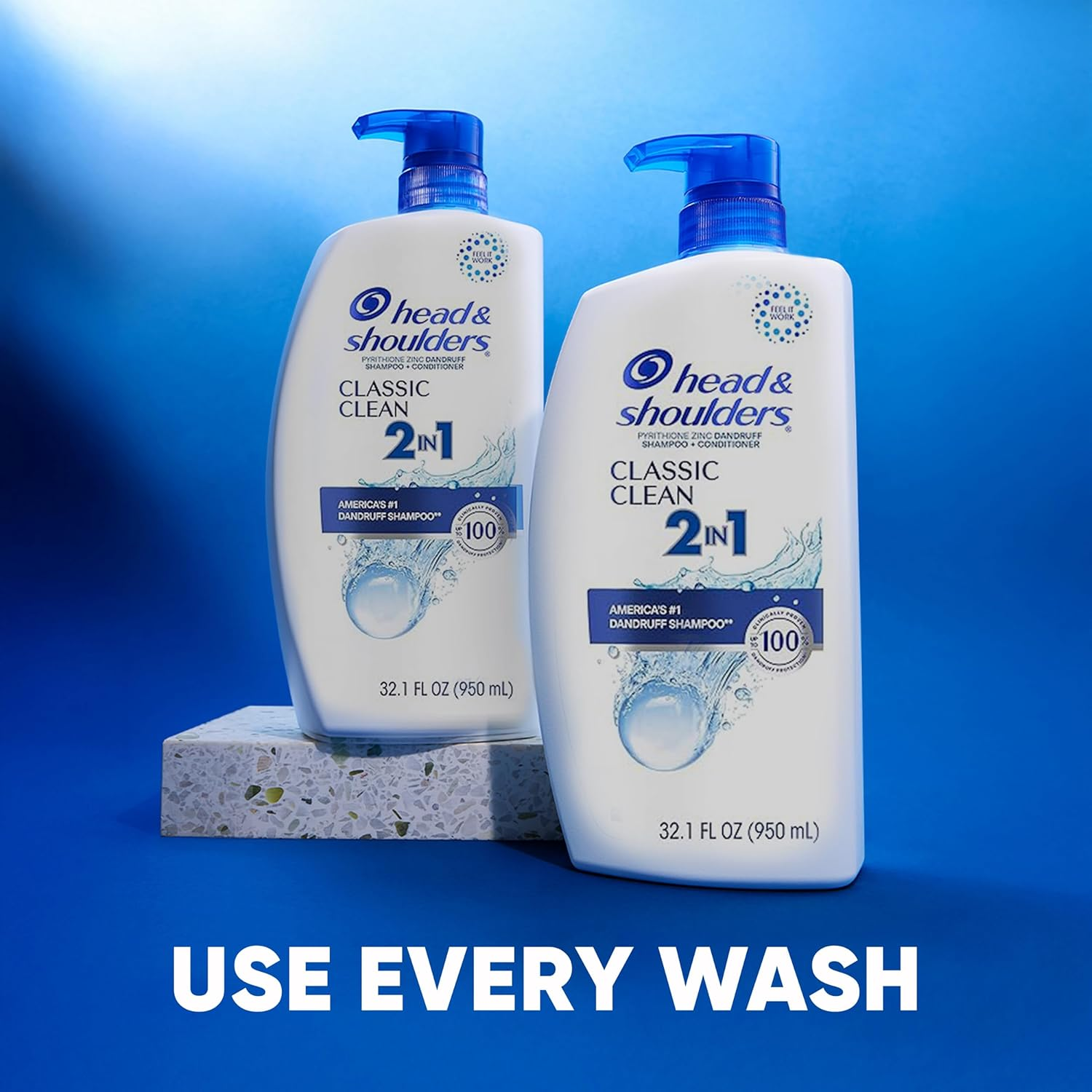 Head and Shoulders Shampoo and Conditioner 2 in 1, anti Dandruff Treatment & Scalp Care, Classic Clean Scent, for All Hair Types Including Color Treated, Curly or Textured Hair, 32.1 Fl Oz, Twin Pack image number 1
