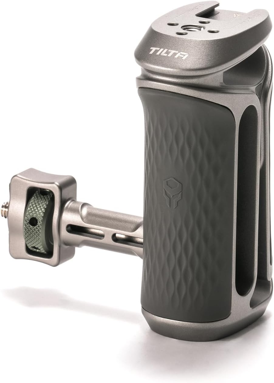 Tilta Xeno Side Handle for Filmmakers & Cameras - Titanium Gray | Secure Connection & Helps Prevent Rotation | Adjustable Height | Textured Silicone Grip | Easy Assembly (1/4&Prime;-20 W/Locating Pins) image number 3