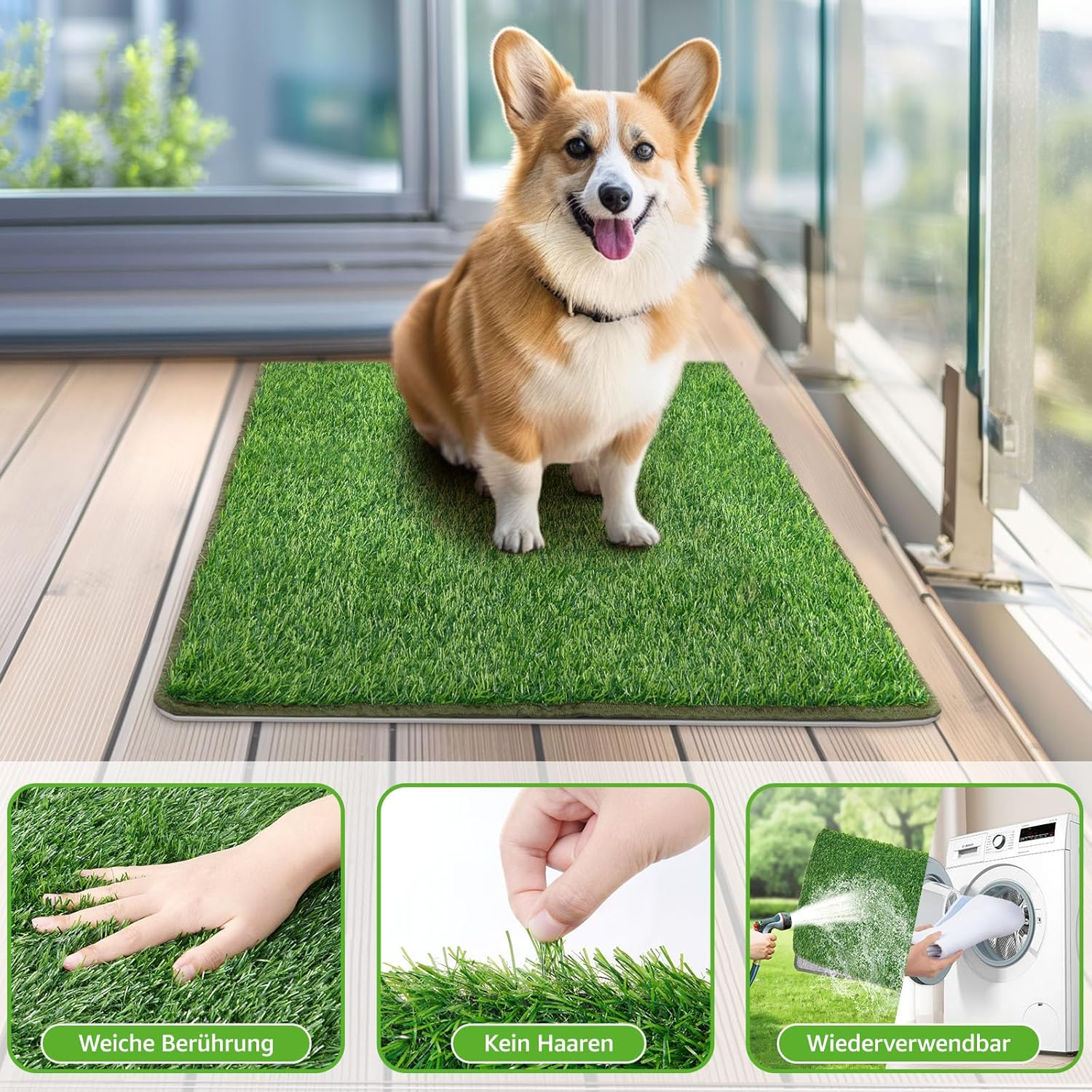 Reusable Dog Toilet, High Permeability Dog Toilet Artificial Grass with Washable Puppy Mat, Puppy Toilet for Home, Apartment image number 5