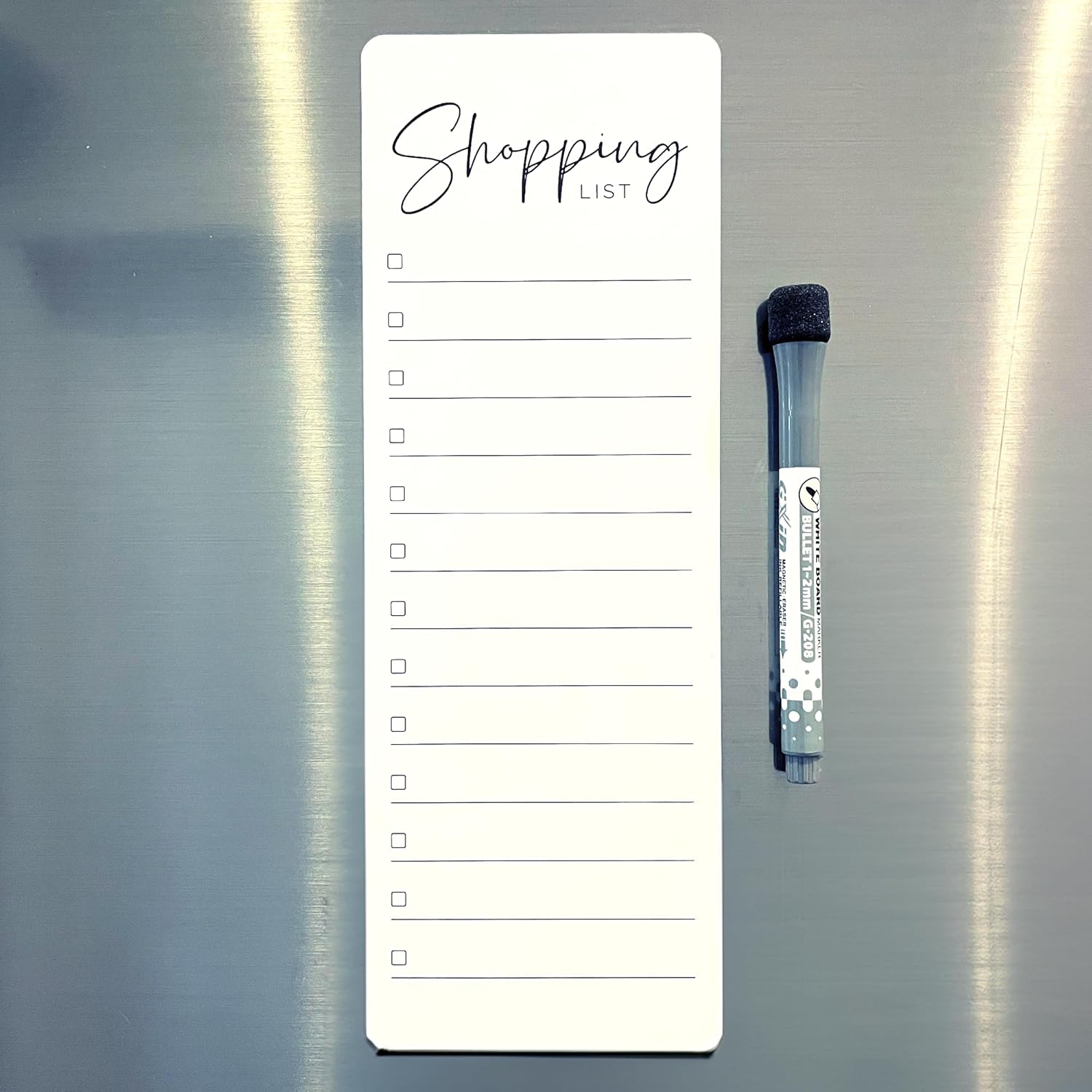 Magnetic Shopping List for Fridge - Minimalist Grocery List 30Cm X 10.5Cm Checklist by Cocreative Design
