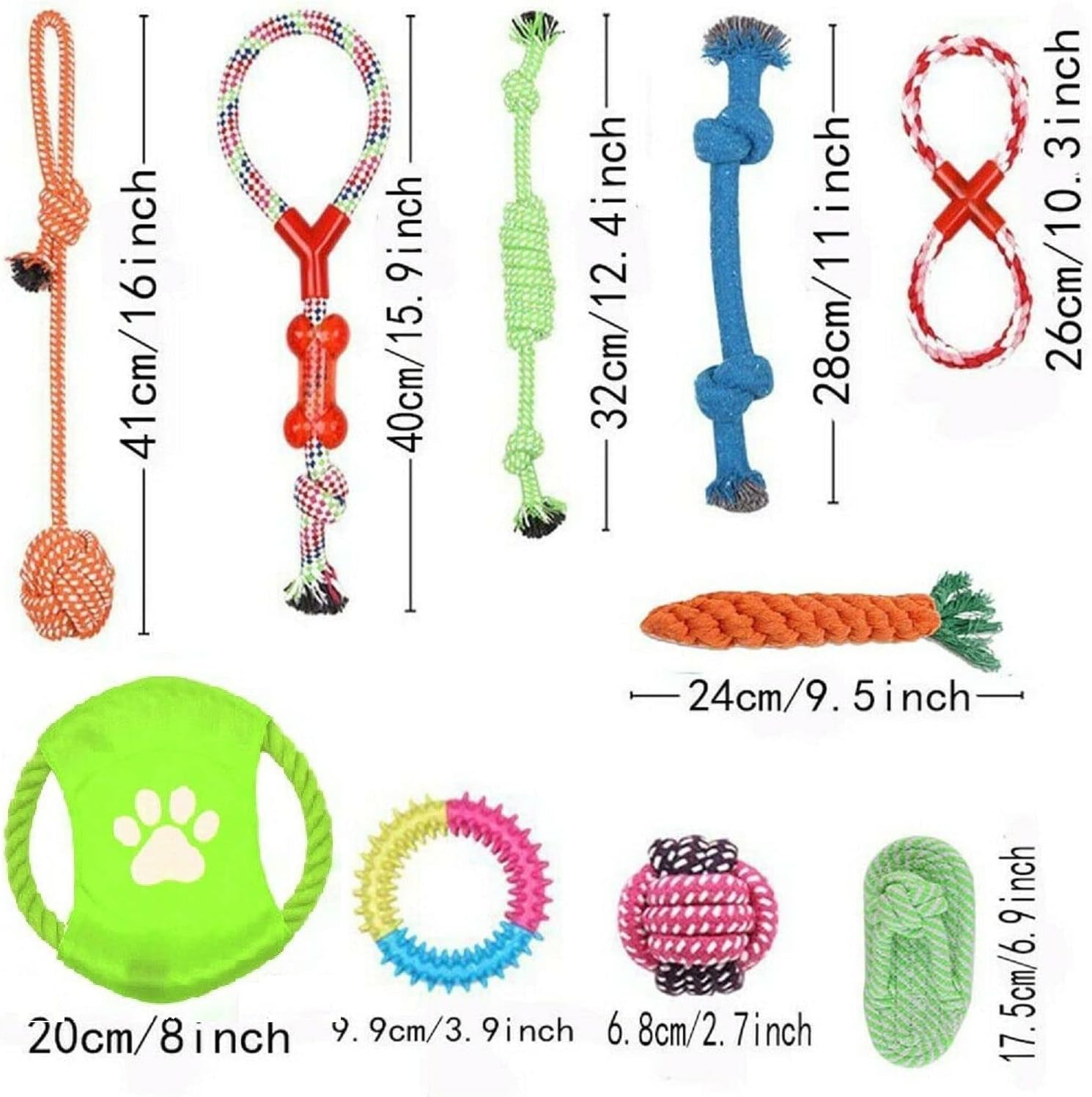 EZONEDEAL 10PC Dog Rope Toys Puppy Braided Rope Toys Set Pet Dog Teeth Cleaning Gift Chew Durable Interactive Cotton Toys Dental Health for Small Dog Playing image number 5