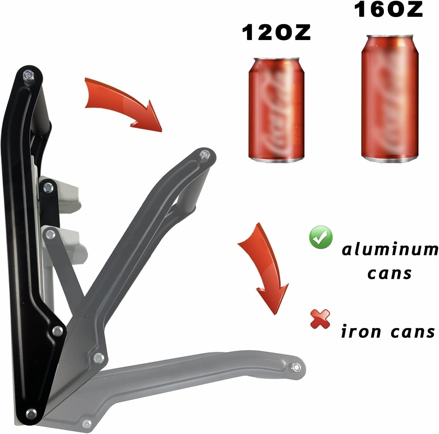 12-Ounce and 16-Ounce Can Crushers, Wall Mounted Can Crushers Crushers, Environmentally Friendly Recycling Tools for Recycling Soda and Beer Cans image number 4