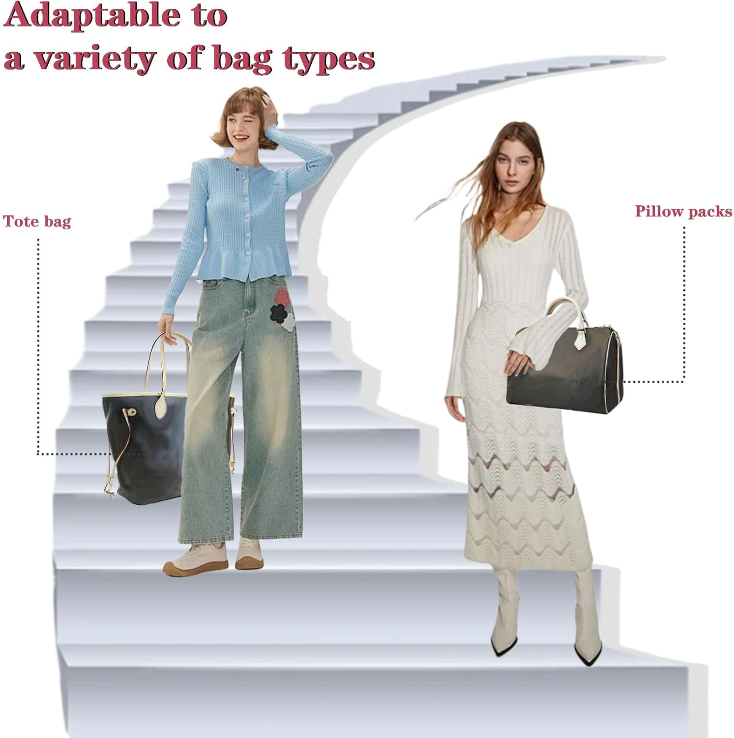 Lckaey Purse Inserts ​For Lv Speedy 25 Organizer Insert, for Monogram Bag, Handbag Protective Insert ​Tote Bag and Hand Bag Protector, Organizer Insert 1083Red-M 9X5.5X5.5In image number 1