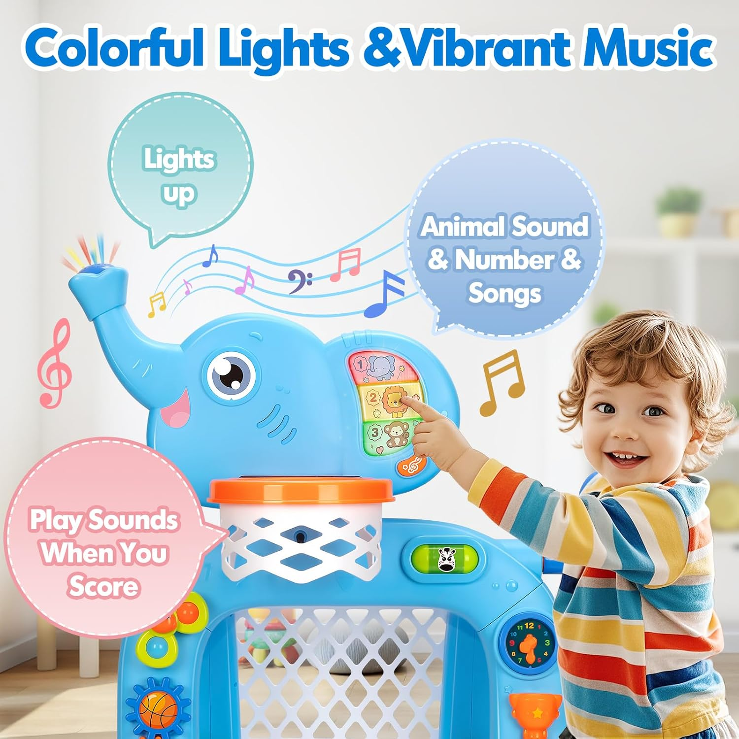 GMAOPHY Toddler Basketball Hoop & Soccer Goal, Toys for 1 2 3 Year Old Boys Girls, Kids Sports Toy with Light Sound Music, Montessori Toys for Baby 12-18 Months, Christmas Birthday Gifts for Ages 1-3 image number 3