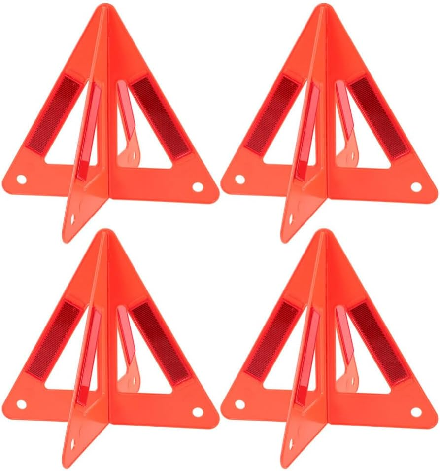 Iplusmile 4Pcs Reflective Warning Triangle Kit Portable Safety Triangle for Vehicles High Visibility Emergency Road Sign Essential Safety Kits for Roadside Assistance image number 2