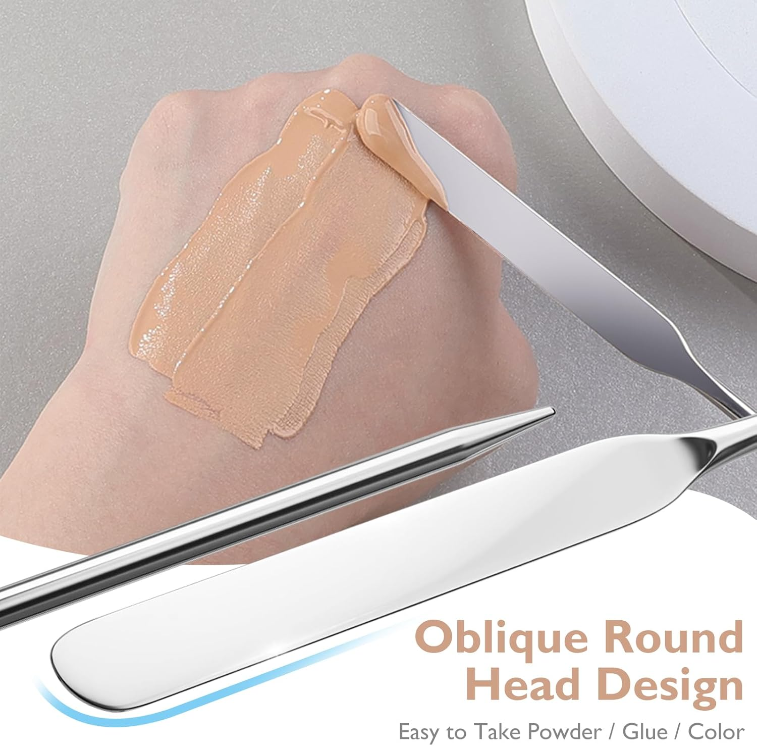 Bighan Picasso Makeup Spatula, Foundation Color Mixing Stick, Picasso Makeup Spatula Stainless Steel Foundation Palette and Spatula with Leather Cover Professional Cosmetic Tool image number 2