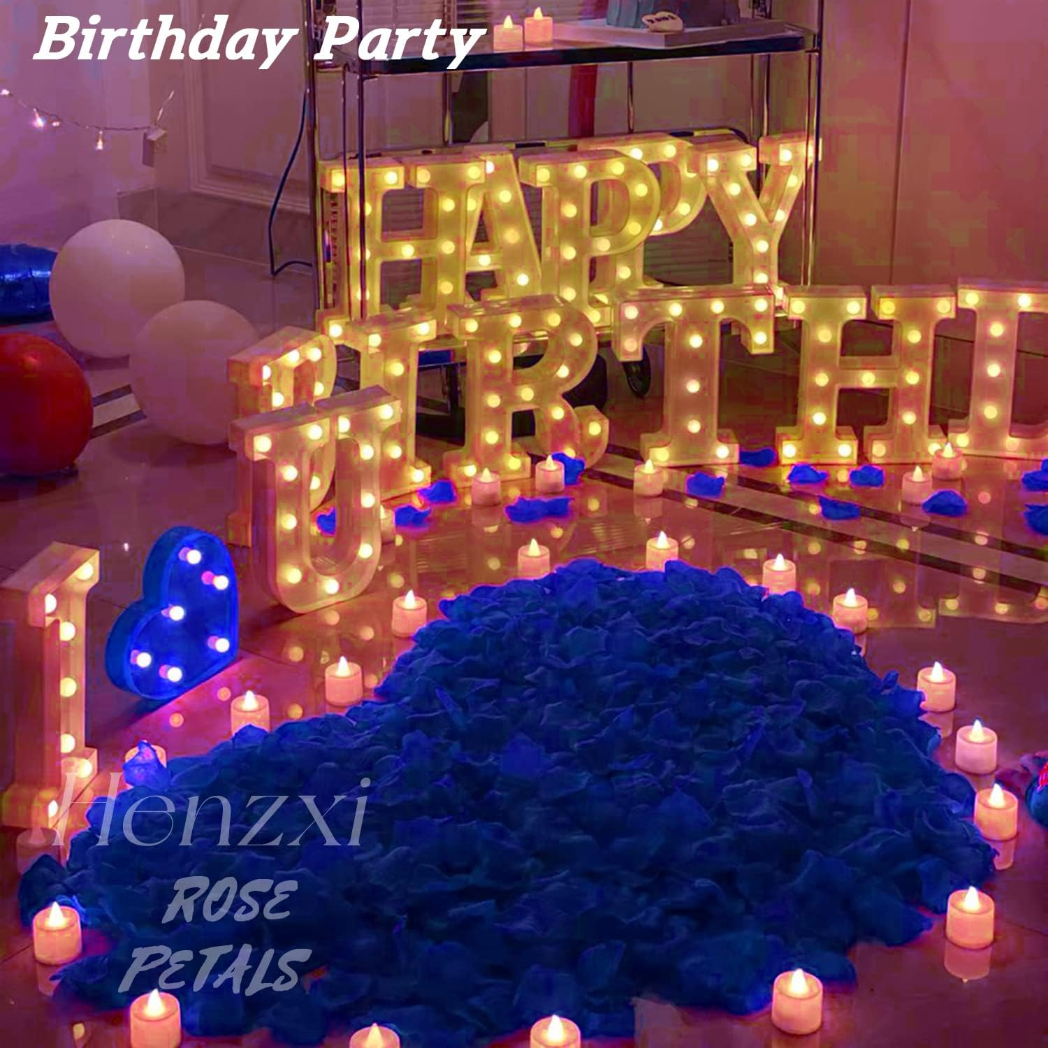 Henzxi 1000 Pcs Rose Petals, Artificial Flower Petals, for Romantic Night, Wedding, Event, Party, Valentine Decor (1000 Pcs, Transitional Blue) - Dark Red And Burgundy image number 2