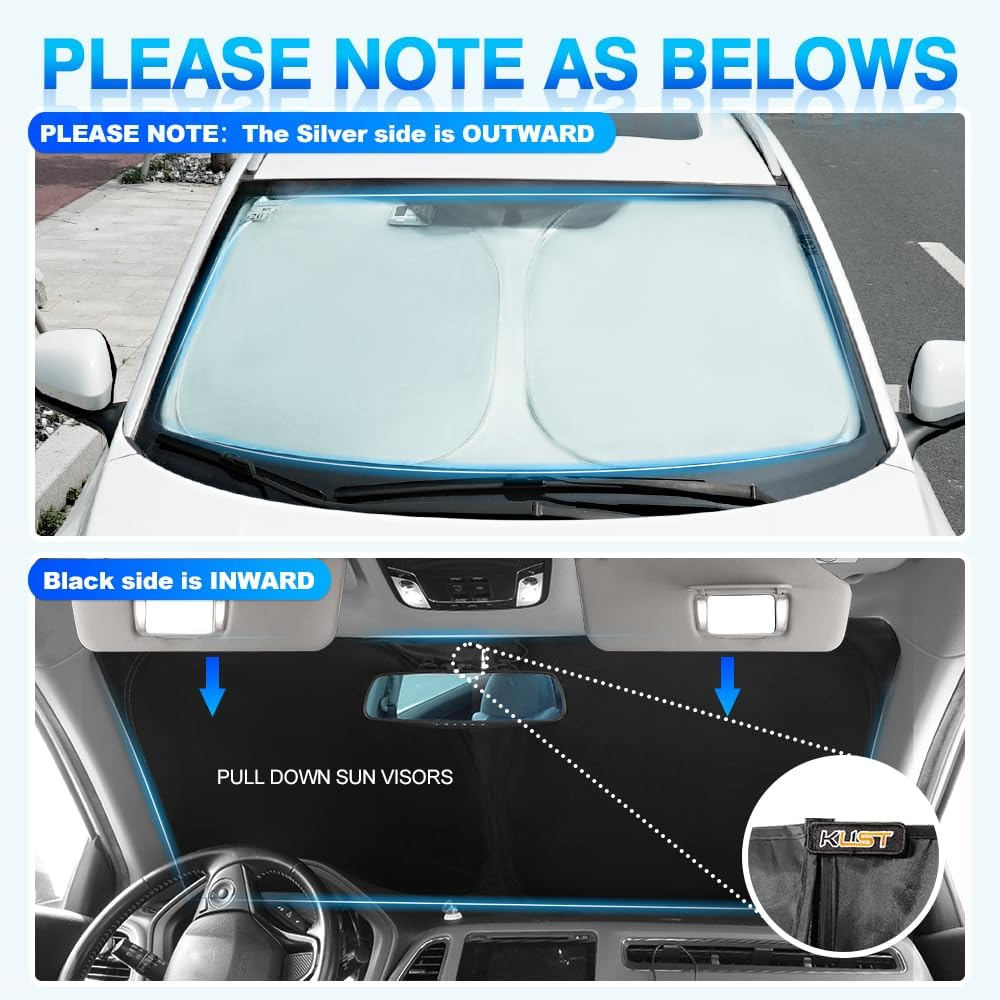 KUST Windshield Sun Shade for 2018-2023 Kia Stinger Window Sunshade Sun Visor Protector Foldable Blocks UV Rays Keep Your Car Cooler image number 4
