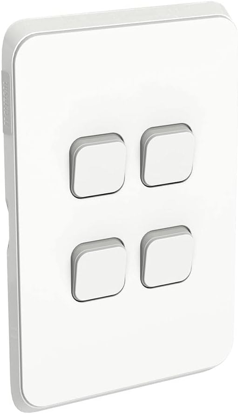 Clipsal 3000 Series 4 Gang, 250V 10Ax1-Way/2-Way Vertical Mount Iconic Flush Switch, White image number 3