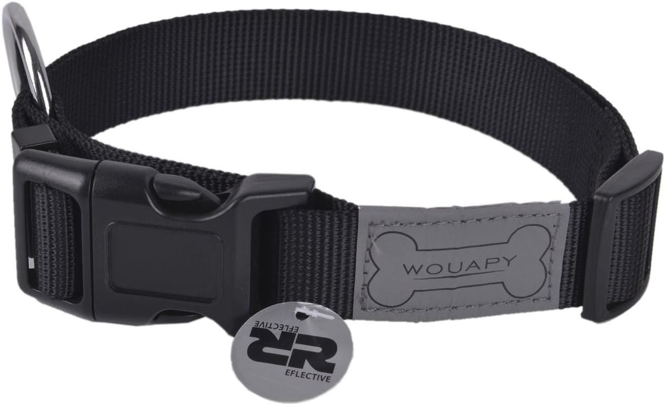 Wouapy Basic Line Collar for Dog, 40 Mm Width, Neck Size 45/72 Cm, Black