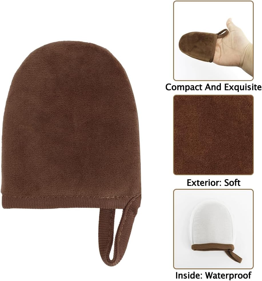 Tanning Mitt,Self Tanning Mitt Applicator Kit 2 in 1,Brown Double Sided Design Artificial Back Applicator with Thumb,Multipurpose Ultra Soft and Streak Free,Reusable Sunless Glove for Streak-Free Tan image number 5