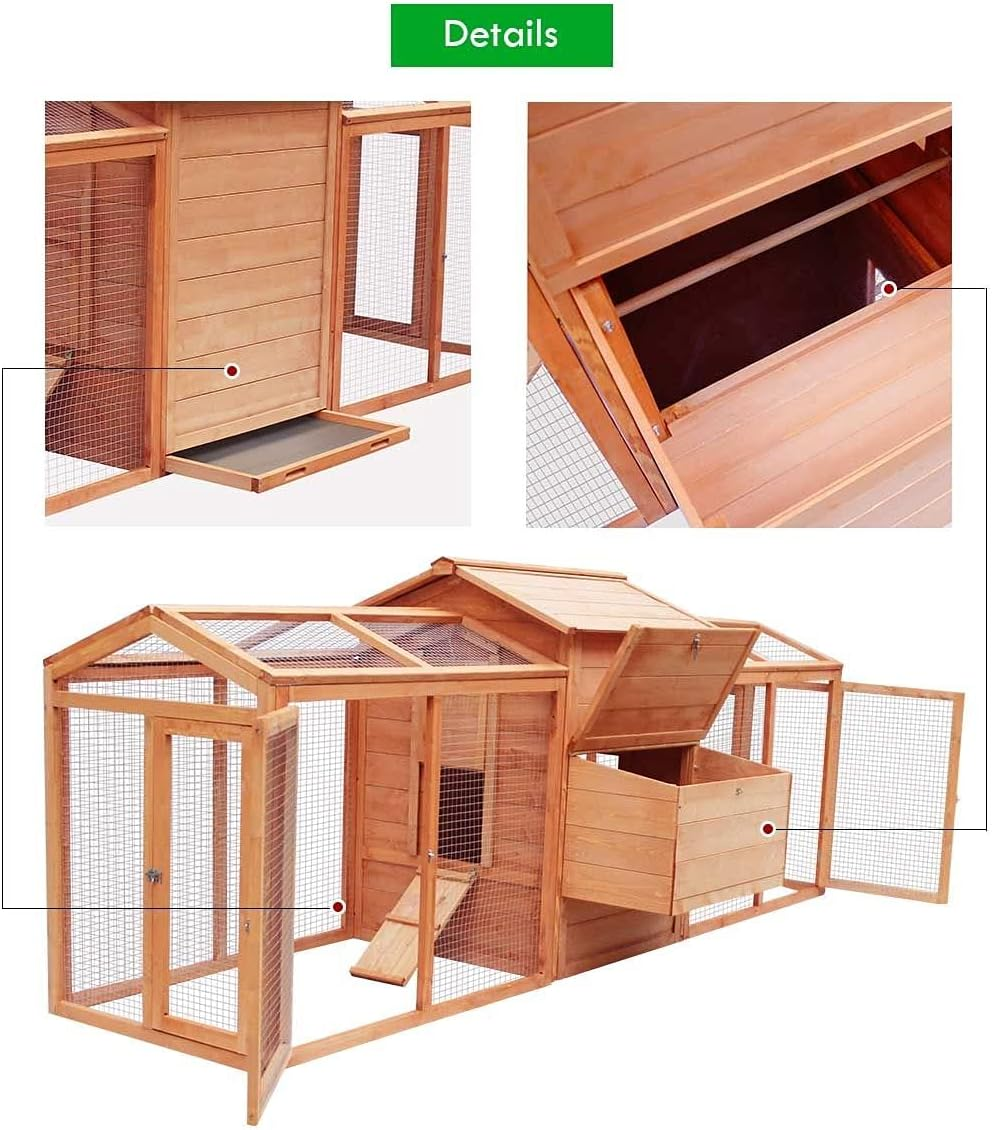 Petscene Chicken Rabbit Coop Wood Hen House Hutch Poultry Cage 284Cm image number 6