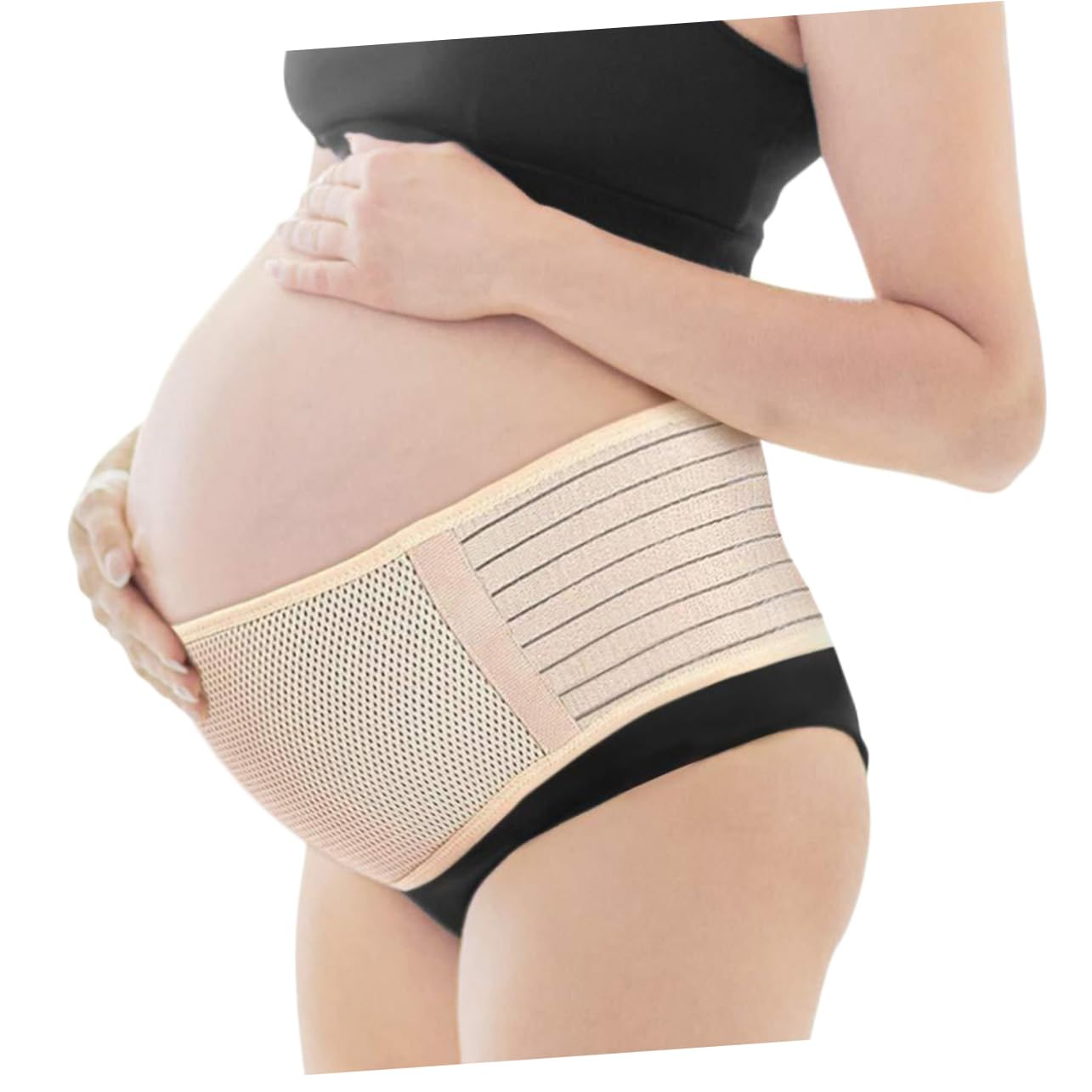 Maternity Belly Belt and Back Brace Abdominal Support Band, Beige Free Size Pregnancy Protector for Waist Care and Lower Abdomen Support Women image number 1