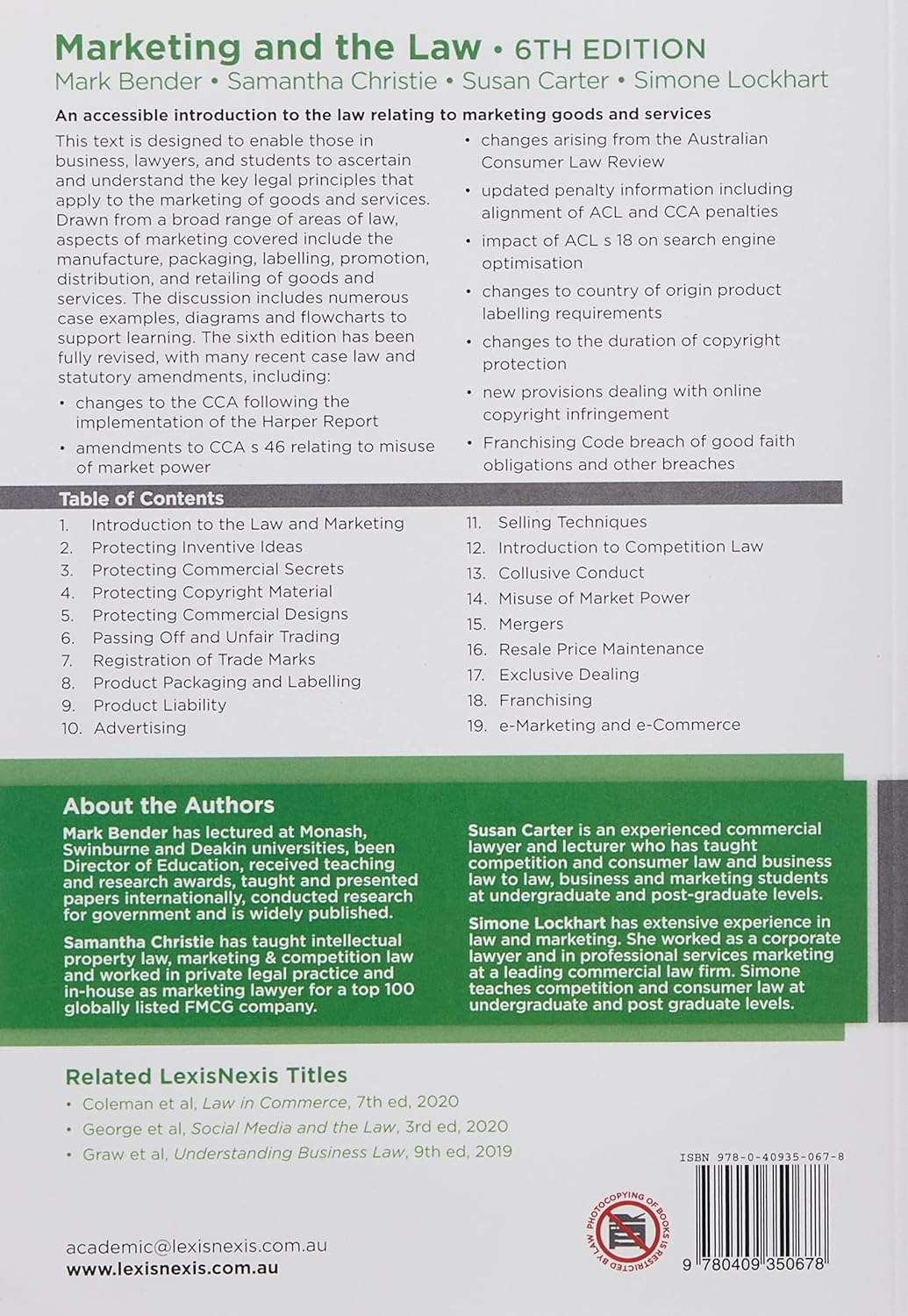 Marketing and the Law, 6Th Edition