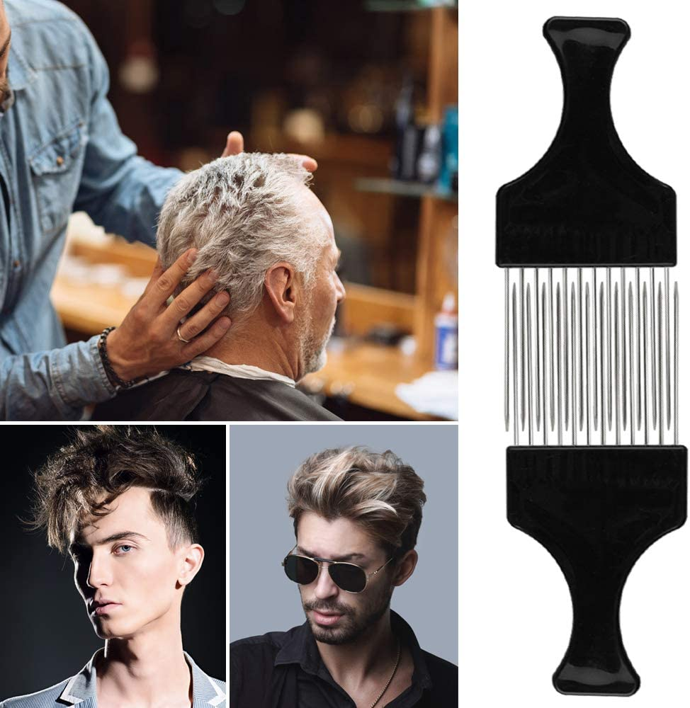 6 Packs Afro Comb Metal Pick Comb, Sourceton Afro Braid Pick Hairdressing Detangle Wig Braid Hair Styling Comb Styling Tool- Black