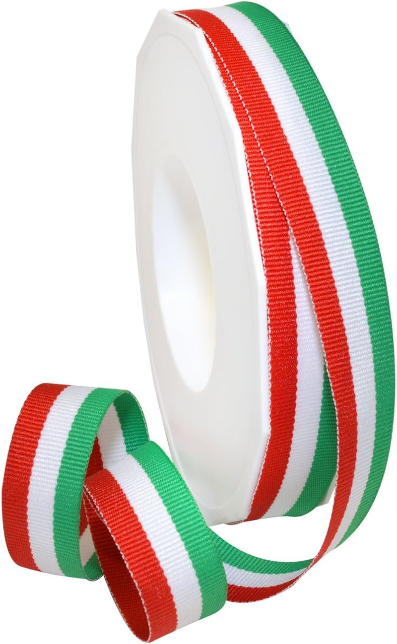 Morex Ribbon Striped Polyester Grosgrain Ribbon, Party Decorations, Gift Wrapping, Fun Patterns, 7/8" by 20 Yd., Geranium image number 3