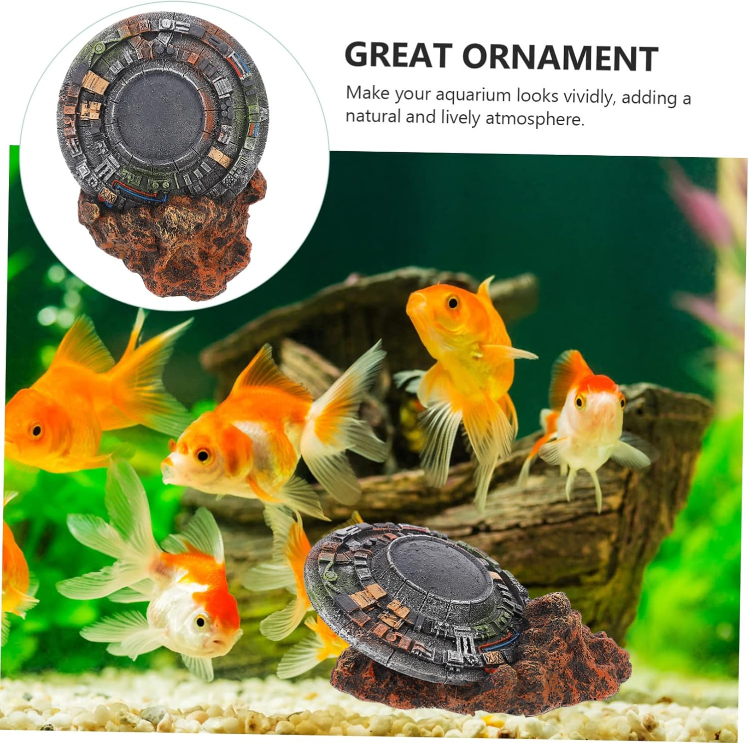 Aquarium Supply Resin Ornament Spaceship Fade-Resistant Safe for Pet Fish image number 3