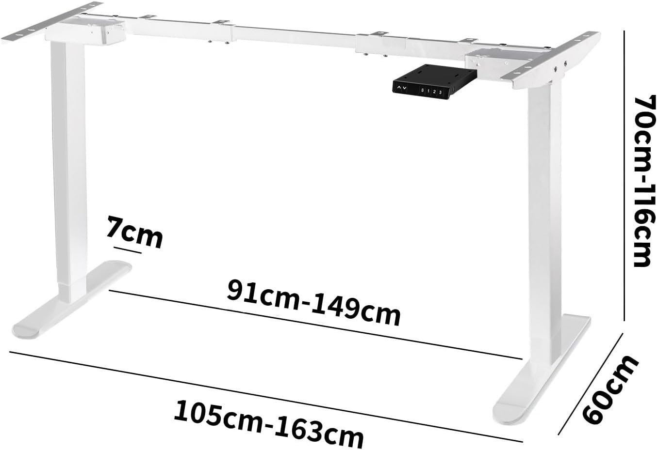Oikiture Standing Desk Height Adjustbale Sit Stand Desk with Single Motorised Electric Fram for Home Office White(Frame Only) image number 1