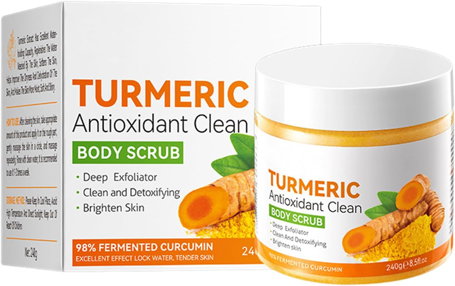 Turmeric Sugar Scrub - Hydrating Brightening Scrub - Body Exfoliator for Scars & Stretchmarks, Great for Daily Use, Turmeric Lightening Scrub for Face & Body, 240G