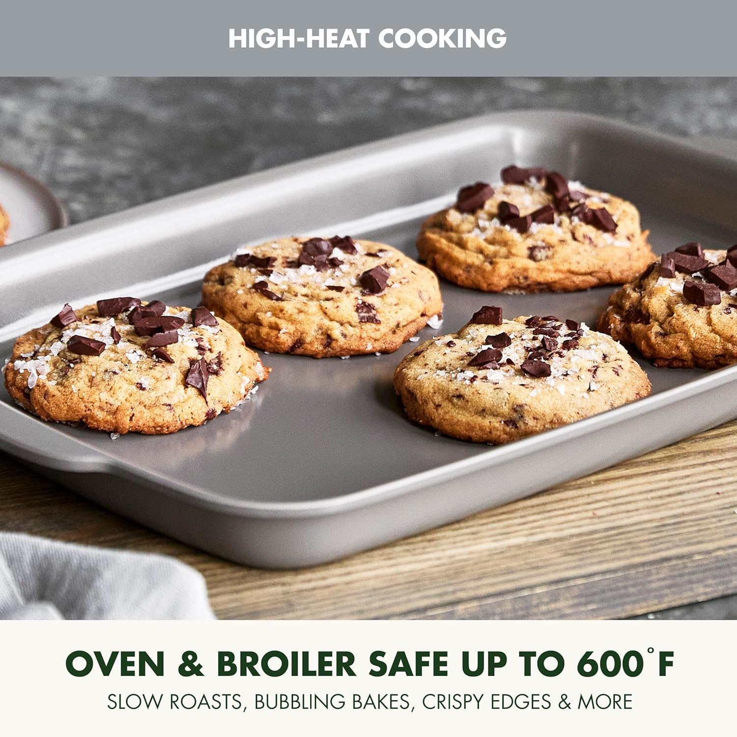 Greenpan Premiere Ovenware Healthy Ceramic Nonstick 13" X 9" Quarter Sheet Baking Pan, Cast Aluminum Bakeware, Warp-Free, Broiler Safe to 600F,Dishwasher Safe,Pfas-Free, Gray image number 1