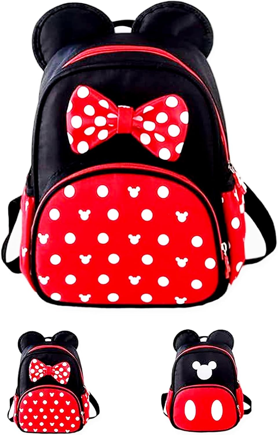 Cute Mini Backpacks, Red Cartoon Bag, Mouse Ears Bowknot Travel Daypack,Children'S School Bags