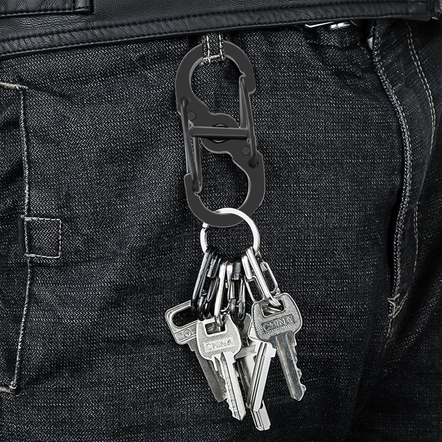 S Outdoor Camping Hooks, Stainless Steel Carabiner, S-Shape, Black, 4 Pack, 35Mm X 15Mm, 3G, 1.4Kg Max Weight, Anti-Theft, Twist Lock, Carabiner image number 4