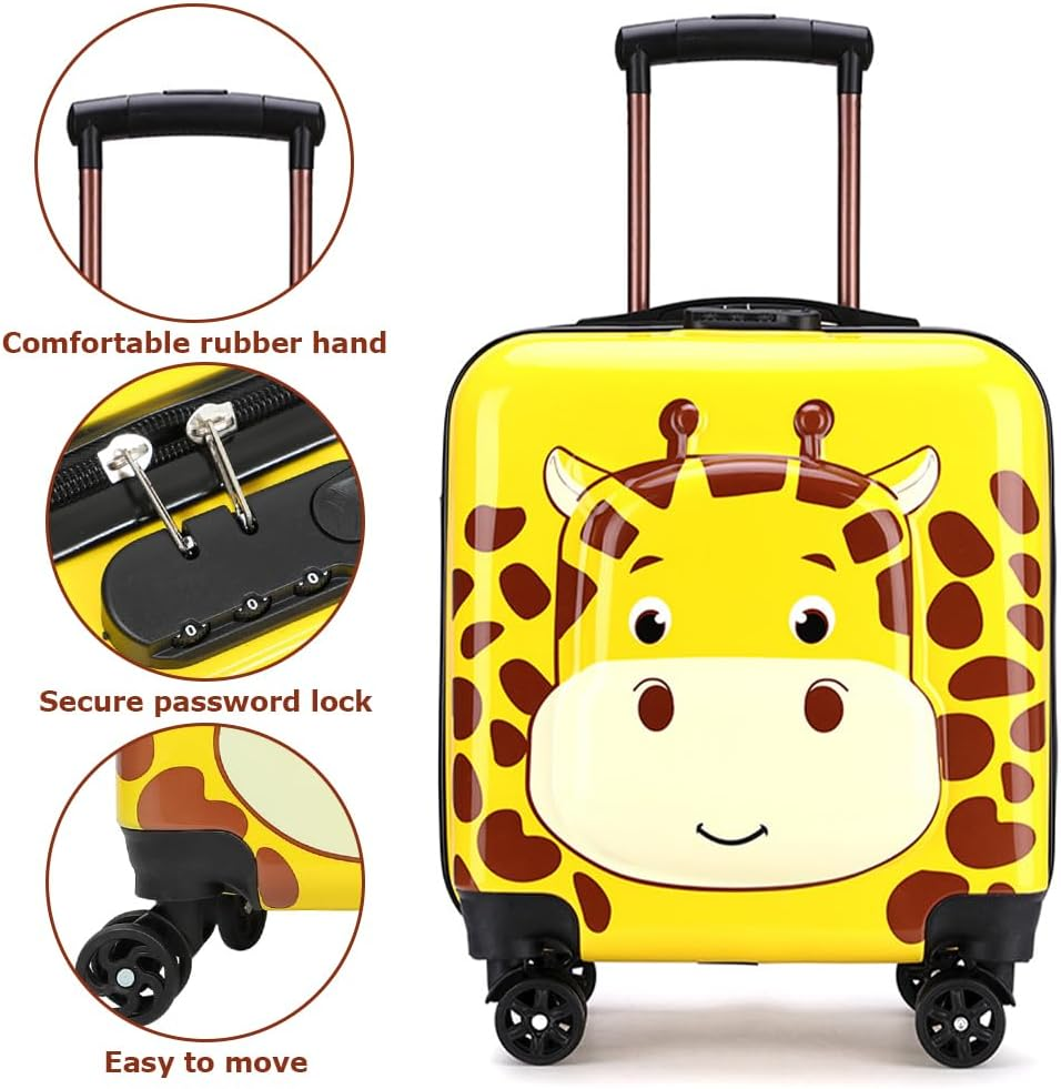 18 Inch Luggage, Wheel Luggage with Travel Quiet Spinner, Roller Case with 360 Rotation, Suitcase with Cartoon Pattern for Travel, 37 * 23 * 43 Cm (Cute)