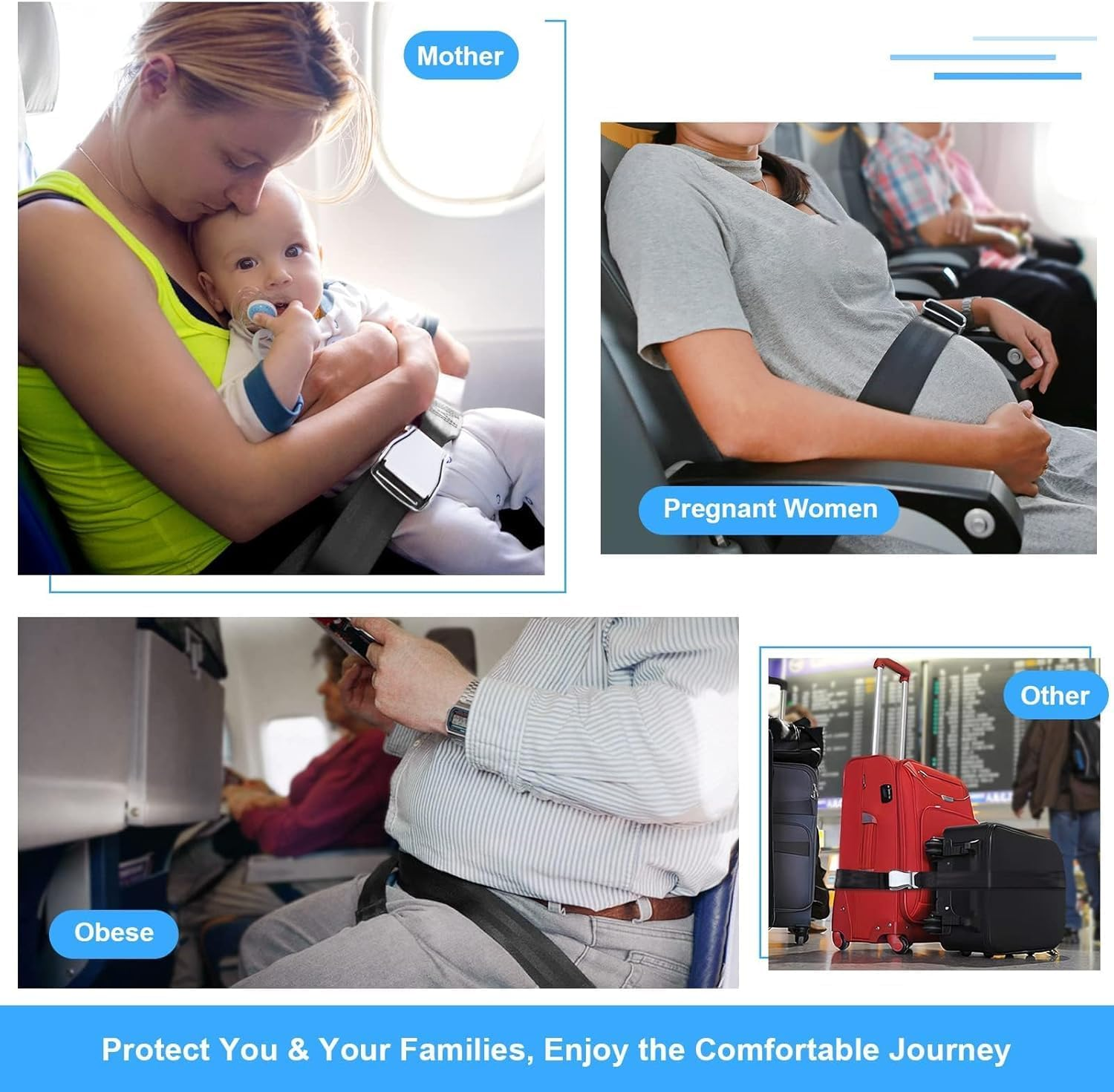 7-31" Adjustable Airplane Seatbelt Extender, Seat Belt Extension, Airlines Rigid Seat Belt Buckle Extender with Travel Essentials Airplane Phone Holder image number 5