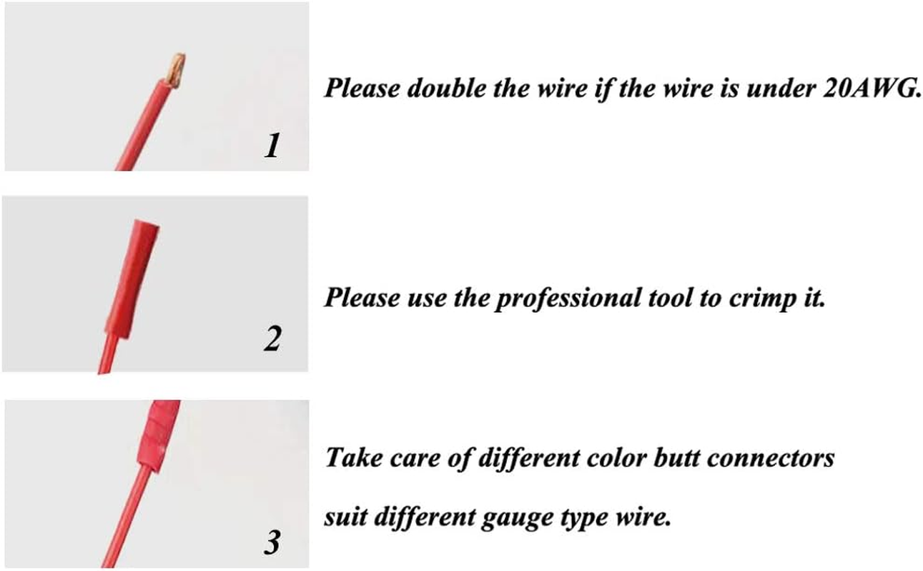 WMYCONGCONG 400 PCS Insulated Straight Wire Butt Splice Terminals Electrical Crimp Connector Assortment Kit