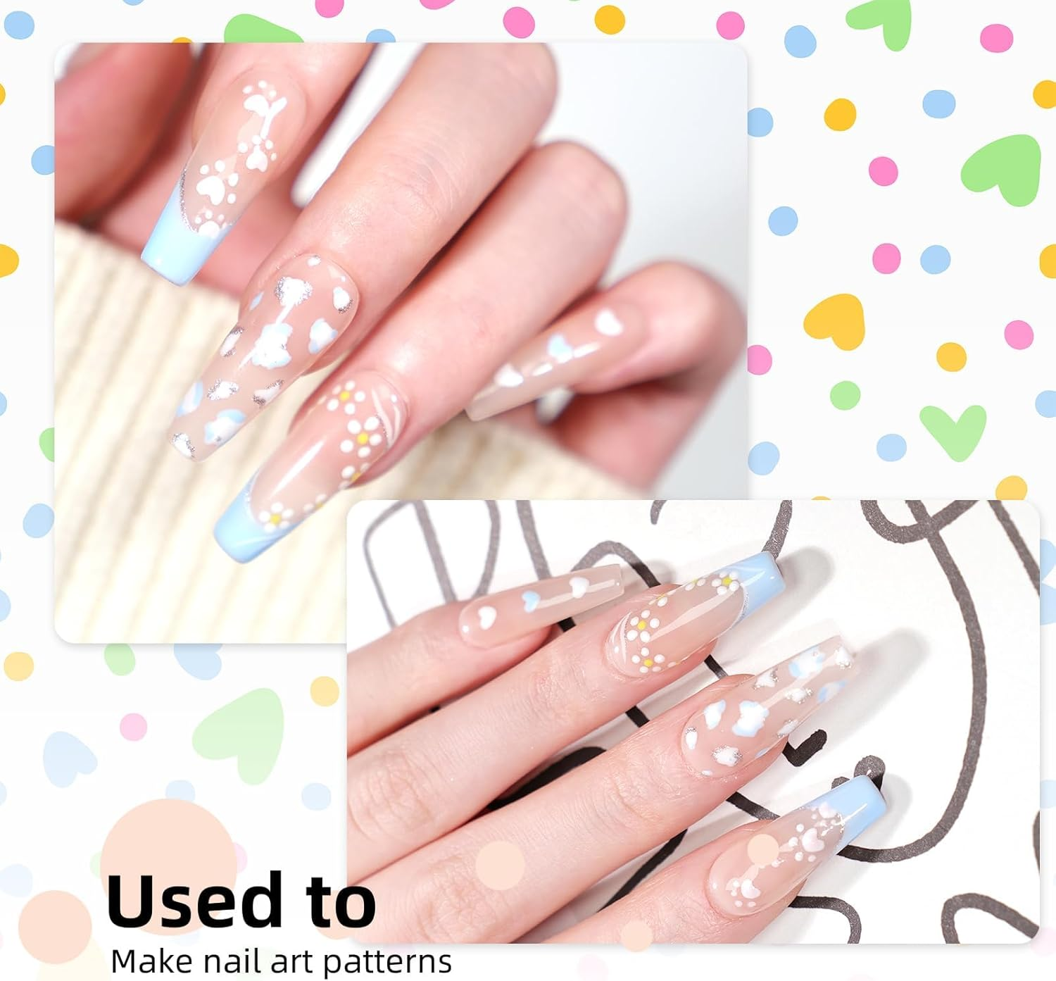 5 in 1 Nail Dotting Pen Nail Art Brushes,Gel Nail Polish Nail Art Dotting Tools Kit Include Nail Extension Gel Brush Nail Art Liner Brush Nail Dotting Pen for Diy Nail Art image number 2